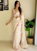 Faux Georgette Off White Festival Wear Sequins Work Saree